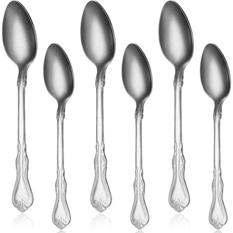 Vintage-Teelöffel-Set mit 6 Stück, 6,3 Zoll Dessertlöffel aus Edelstahl, elegantes Blumengeschirr, Retro-Teelöffel, Servierlöffel für Zuhause, Restaurant, Partyzubehör. (1/5)