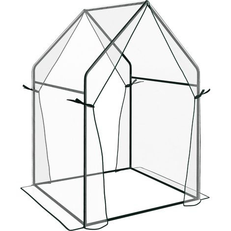Serra tunnel con doppia porta in acciaio trasparente 90 x 90 x 145 cm (1/5)