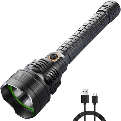 Lampe torche rechargeable 7100 lumens à distance, étanche IPX6, lampe torche LED super puissante pour la randonnée, le camping, la chasse (pile non incluse) (1/5)