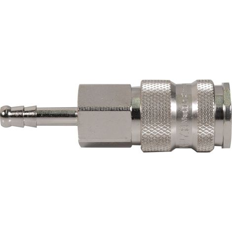 Raccord rapide pneumatique Legris, Tuyau cannelé vers Femelle, Mâle 1/8pouces Adaptateur chargeur en Laiton nickelé ( Prix pour 1 )