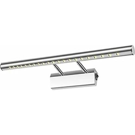 Applique Murale LED - Miroir de Salle de Bain - Étanche IP44 - Réglable 180° - Interrupteur Intégré - Acier Inoxydable - 5 W - 40 cm