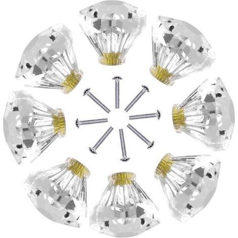 8 Stück 25 mm Türknöpfe, Schubladengriffe, Kristallgriffe, Diamantgriffe, Schrankgriffe, PZCC (1/4)