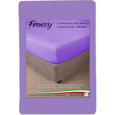 LENZUOLO CON ANGOLI FRANCY LILLA FRANCESE 1 PIAZZA E MEZZA GRANDE MAXI