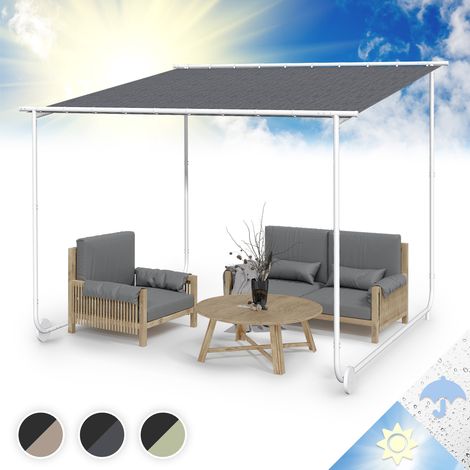 Blumfeldt Pergola, Metall Pavillon mit Polyester Schiebedach und Bodenrollen, Sonnensegel mit Gestell, Mobile Überdachung Freistehend, Sonnenschutz für Garten & Terrasse, Gazebo Wasserdicht & Stabil (1/4)