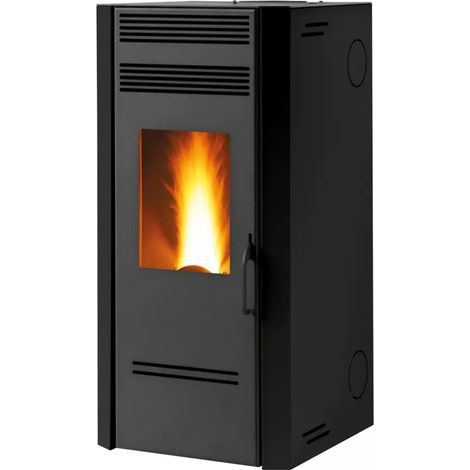 stufa a pellet canalizzata caris "bluma" nero 7,5 kw