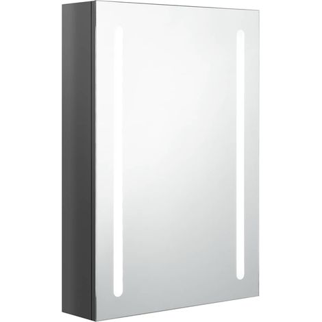 Maison Exclusive - LED-Bad-Spiegelschrank Glänzendes Grau 50x13x7 (1/5)