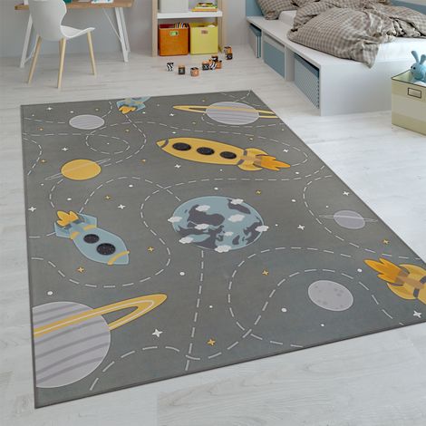 Paco Home Kinder-Teppiche, Kurzflor-Teppiche für Kinderzimmer mit vers. Designs Spielteppiche Bunt 160x220 cm, Grau 5