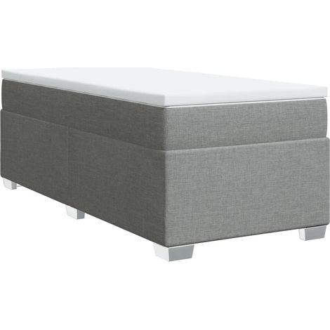 Maison Exclusive - Cama box spring con colchón tela gris claro 90 (1/5)