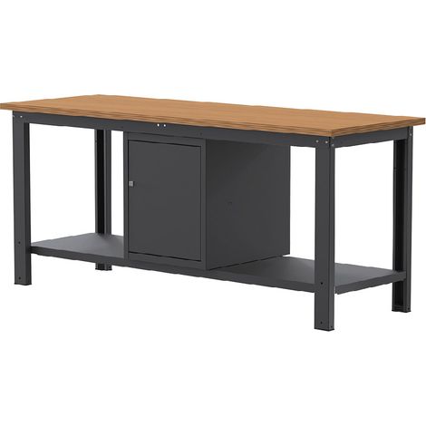 Banco da lavoro SOGI X3N116L - 2 m - piano in legno - armadio con anta - grigio antracite (1/4)
