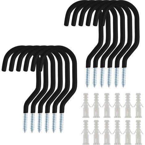 12 ganchos para bicicletas, ganchos de almacenamiento para bicicletas, ganchos de tornillo para cubierta de portabicicletas con 12 tubos de expansión para cobertizo, garaje, jardín. (1/5)