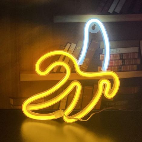 Panneau néon à LED Bananes - Cadeau pour Enfant - Lampe décorative à Suspendre,pour la Maison, la Chambre, Le Bar, Le Restaurant, Noël, Une fête d'anniversaire, Un Cadeau, décoration Murale (1/5)