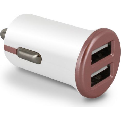 Chargeur allume-cigares Platinium 2 USB-A 2.4 A - blanc et rose (1/5)