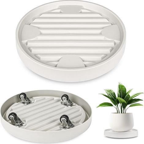 Carrello beige con ruote per vasi di fiori, diametro interno 28,3 cm, per interni ed esterni, 1 pezzo (1/5)