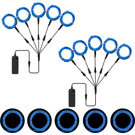 Éclairage bleu de noël DIY de décoration, guirlande lumineuse EL de 5x1 mètre, 3 modes de lumières décoratives à 360 °, jeu de rôle de fête, 2 pièces (1/5)