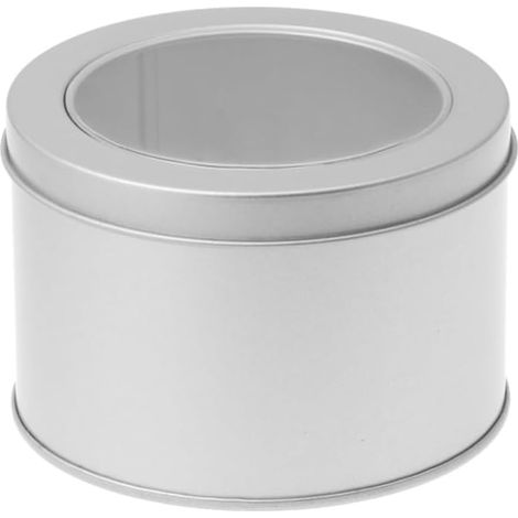 Lot de 6 boîtes métalliques rondes avec couvercle à fenêtre, 17 oz (env. 481,9 g) en fer blanc, grande boîte de cuisine argentée pour thé en vrac, café, bonbons, épices (1/5)