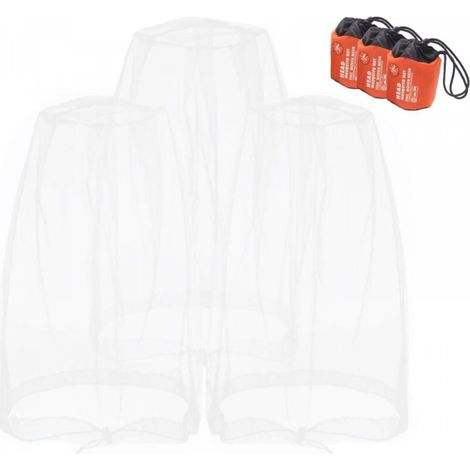 3 pièces Filet anti-insectes pour la tête, le visage,les moucherons des activités de plein air, avec sac de rangement,Blanc (1/5)