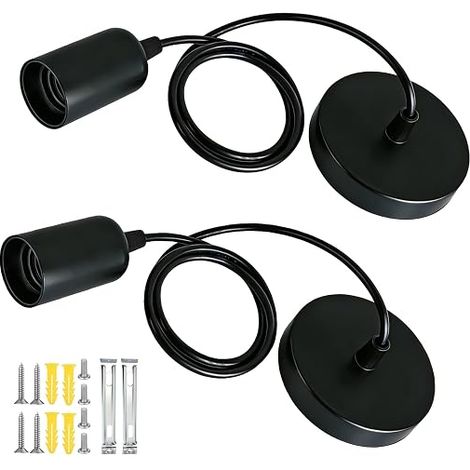 Set of 2 E27 Pendant Light with Screw Ring, Adjustable Cable 100 cm (1/5)