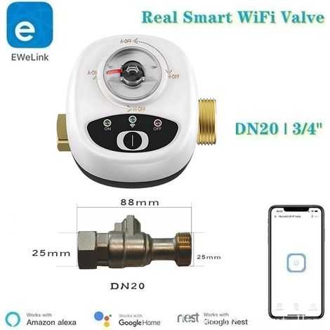 Valvola a sfera Automatizzata Smart WiFi Compatibile con eWeLink 3/4" (1/5)