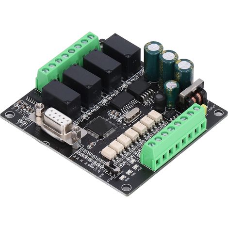 Automate programmable FX1N-10MR, carte contrôleur industriel, sortie relais 24V DC, régulateur logique PLC, boîtier de commande 10 points. (1/5)