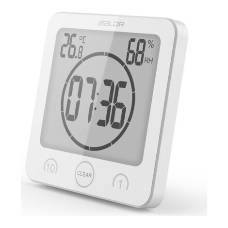 royaluxe-Horloge de Douche étanche, Horloge Tactile minuterie de Douche (Blanc) (1/5)