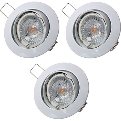 Lot de 3 Spot led ronde blanc orientable 38° blanc chaud (1/4)