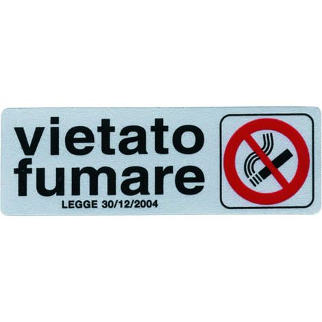 Targhetta adesiva vietato fumare con normativa - 15x5 cm - 10 pz