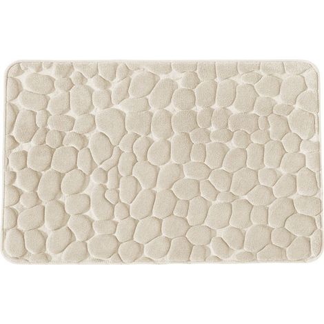 Tapis de bain galet à mémoire de forme ecru 60x90cm (1/5)