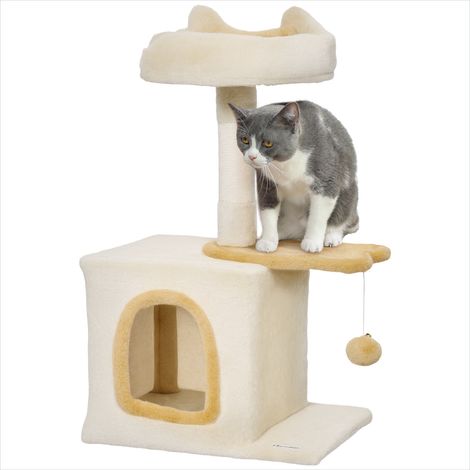 Arbre à chat beige en panneau de particules 40 x 30 x 72 cm (1/5)