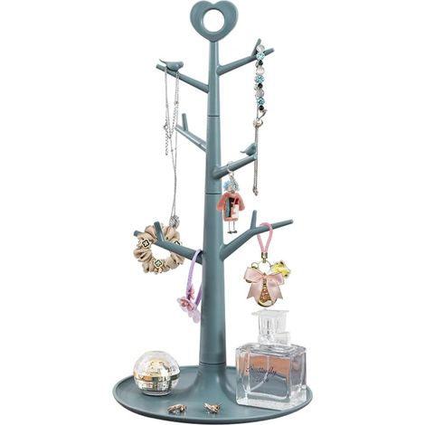 Expositor de joyas de plástico, soporte para joyas, soporte para anillos, pendientes, gancho para colgar, organizador de joyas para anillos, collares y pendientes.