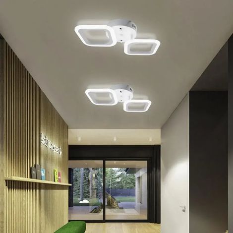 Lustre LED Erika 27W 2 Carres Lumiere Neutre Blanc (1/3)