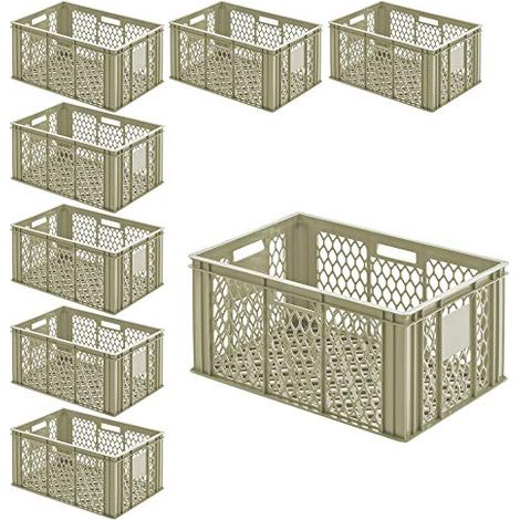 BRB Eurobehälter Basic' Lot de 8 boîtes de conservation en polyéthylène haute définition 600 x 400 x 285 mm 56 l