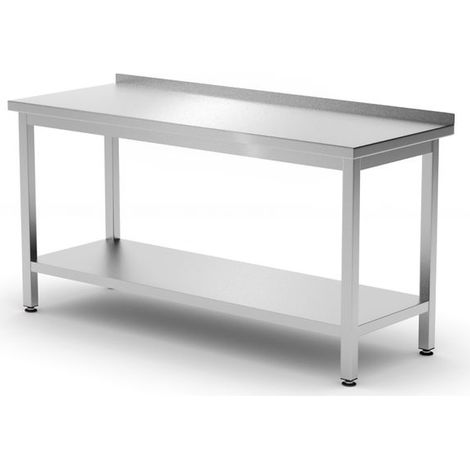 HENDI Wandarbeitstisch mit Regalboden Budget Line - geschraubt, Tiefe 600 mm, Budget Line, 1200x600x(H)850mm
