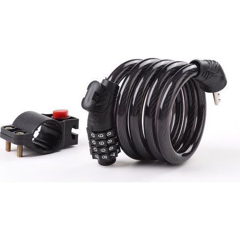 Candado de combinación para bicicleta de montaña – Candado portátil para cadena de bicicleta – Candado de combinación, negro (1/4)