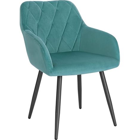 WOLTU Chaise Salle à Manger, Chaise de Cuisine en Velours, Assis Rembourré et Pieds en Métal, Vert Turc (1/5)