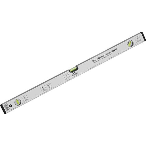 Aluminium Messwaage Bau Wasserwaage Richtwaage 80 cm mit 3 Libellen und Messskala