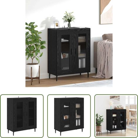 Holzwerkstoff - Sideboard Schwarz Eichen-Optik 69,5 x 34 x 90 cm Holzwerkstoff (1/5)