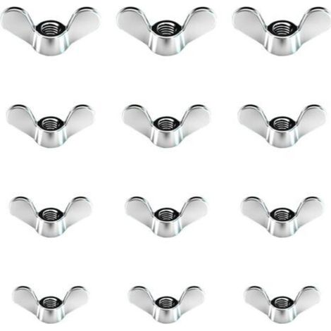 12 Pcs Ecrous Papillon en Zinc Brillant Ecrous à Oreilles en Taille M4 M5 M6 M8 Assortiment Boulons à Ailette pour Outils de Bricolage Boulon de Serrage Argent Pour Fixation