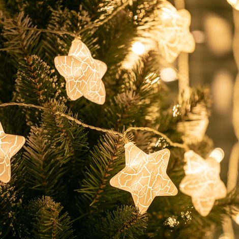 Guirlande lumineuse à 10 LED avec minuteur - Blanc chaud - Guirlande - Décoration de Noël - Étoiles (1/5)