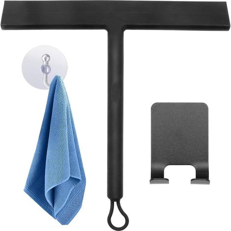 Duschabzieher Silikon mit Halterung ohne Bohren für Dusche Badezimmer Fenster (1/5)