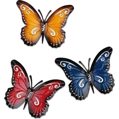 3 Stück Metallschmetterling Metallschmetterling Wanddekoration Metallschmetterling Wandkunst Metallschmetterling Gartenwanddekoration für Garten Hof Zaun Wohnzimmer Schlafzimmer Dekoration (1/5)