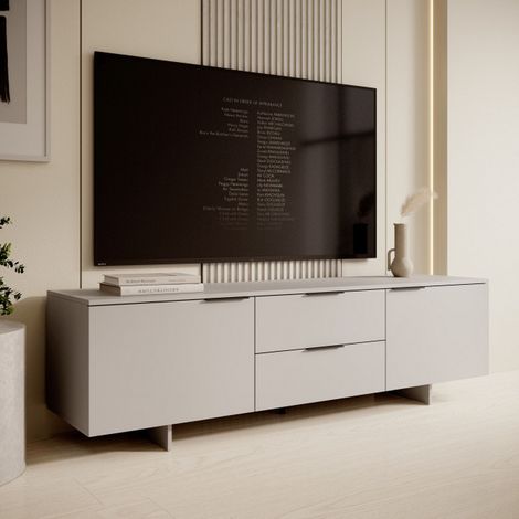 Meuble TV beige 2 portes 2 tiroirs Jude (1/5)