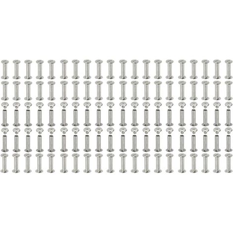 Vis cruciformes - Lot de 100 - M5 x 20 mm - Rivets métalliques à double tête - Vis de reliure - Ongles - Acier carbone - Argent - Pour sacs ceinture en cuir, sacs à dos et reliures (1/5)