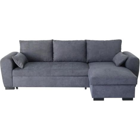 Ecksofa umwandelbar reversibel MAX - Ottoman mit Stauraum - Dunkelgrauer Stoff - 240 x 143 x 85 cm - KEINE