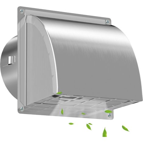 Grille Aeration 100mm Acier Inoxydable, Trappe anti-reflux intégrée, Grille Reglable amovible, pour séchoirs, cuisines, systèmes de ventilation, Ø 10 cm (15,5 15,5 cm), Argent (1/5)
