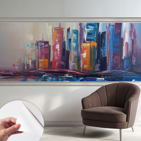 Papier peint adhésif décoratif avec colle pour salon chambre et bureau Installation rapide Ville colorée 250x104 cm (1/5)