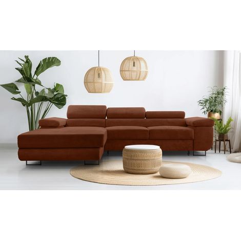 AX LIVING Cord Couch L Form – Arborio L Wohnlandschaft 280 cm in Ziegelrot