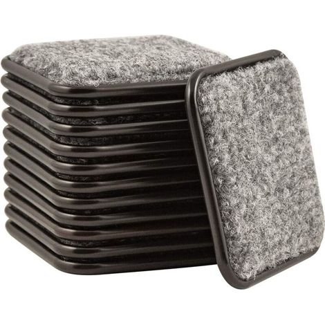 Roulettes carrées réutilisables pour meubles, 2 1/2 po, pour protéger les sols en bois dur, en carrelage ou en stratifié, marron/gris (lot de 12) (1/4)