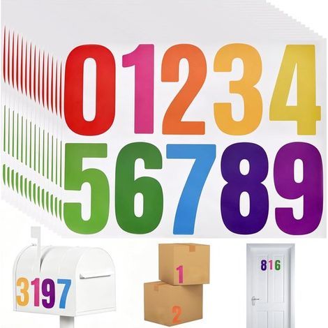 Autocollants chiffres colorés de 0 à 9 - 15 pièces - 10 cm - Étiquettes en vinyle - chiffres autocollants