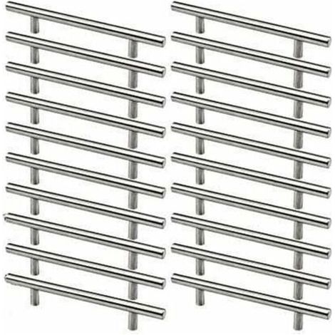 20 x Edelstahl-Küchenschrankgriffe, 128 mm Lochabstand, gebürsteter Stahl-T-Griff für Schranktüren - LIAIKI (1/5)