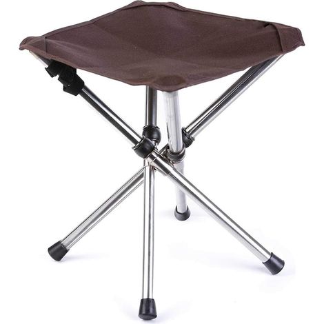Siège de Camping Portable, Tabouret Pliable, Mini Chaise Pliante en Aluminium pour Voyage, Randonnée, Pêche, BBQ (Grand Marron) (1/5)
